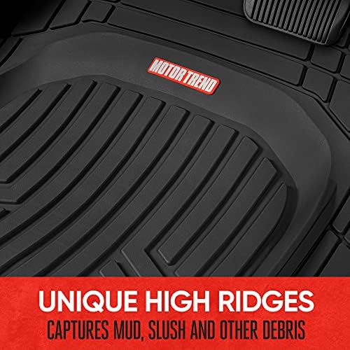 Motor Trend FlexTough Black Floor Mats for Cars & Cargo Mat Full Set - All Weather Front & Rear Rubber Automotive Floor Mats & Cargo Liner for SUV, Car, & Van - Interior Trunk Mat & Floors Cover