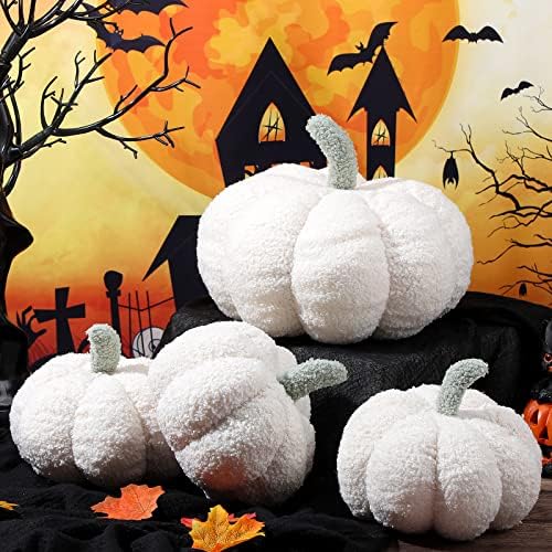 Kajaia 4 Pcs Pumpkin Pillow Fall Decor Thanksgiving, White - Image 3
