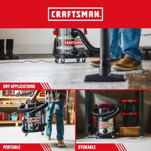 CRAFTSMAN CMXEVBE17155 10 Gallon 6.0 Peak HP Stainless Steel Vacuum Bundle - Image 4