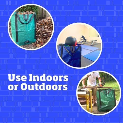 DURASACK Heavy Duty Home and Yard Bags 48-Gallon Reusable Self-Standing Lawn and Leaf Bags Garbage Can with Reinforced Handles, Gingham Green, 3 Pack - Image 4