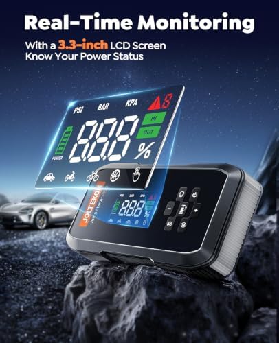 Car Battery Jump Starter with Air Compressor, 5000A Powerful Battery Jumper Starter Portable with 150PSI Auto-Pause Pump, 12V Jump Box for Car Battery with 10-Safety Protection(9L Gas/8L Diesel) - Image 4