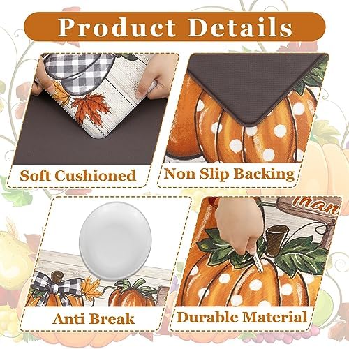 U'Artlines Fall Kitchen Mat Anti Fatigue Mats for Floor Colorful Pumpkin - Image 2