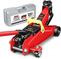 DNA Motoring 1.5 Ton Car Floor Jack Low Profile Hydraulic Trolley Service/Floor Jack, 1.5T / 3000 lbs Capacity, Lifting Range 5.3 Inch -12 Inch, with Storage Case, Red, TOOLS-00326 by DNAMOTORING-Tools