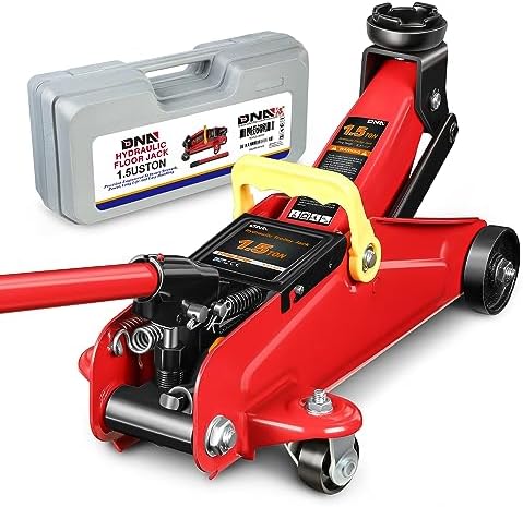 DNA Motoring 1.5 Ton Car Floor Jack Low Profile Hydraulic Trolley Service/Floor Jack, 1.5T / 3000 lbs Capacity, Lifting Range 5.3 Inch -12 Inch, with Storage Case, Red, TOOLS-00326 by DNAMOTORING-Tools