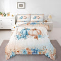 Erosebridal Blue Fall Decor Bedding Sets Twin - Autumn Fall Pumpkin Comforter Set for Kids Adults Eucalyptus Flowers Duvet Insert Thanksgiving Harvest Farmhouse Quilt by Erosebridal