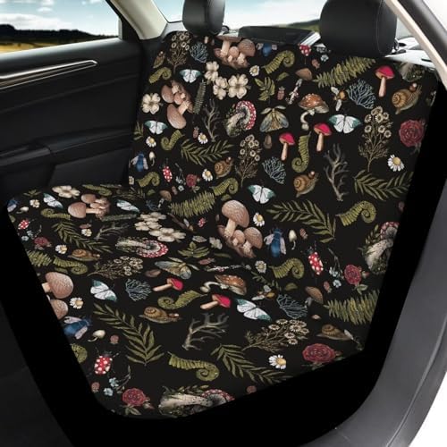 Wild Forest Mushroom Snail Ferns Design Car Accessories for Women Honey Bee Daisy Hippy Car Seat Covers Front Rear Seat Covers Universal Fits for Truck,Sedan,SUV Auto Interior Protector