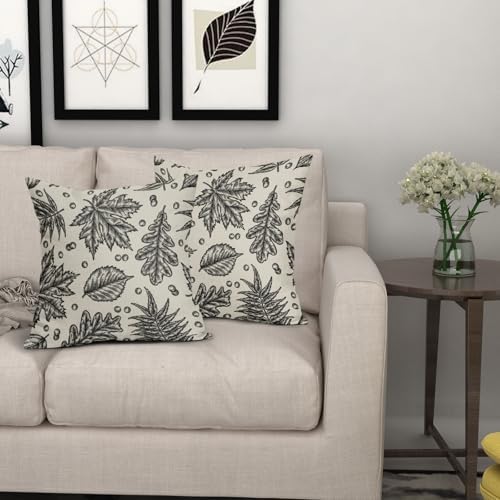 Black Fall Pillow Covers 20x20 Set of 2 Cream Maple Leaf Print Autumn Colored Harvest Decorative Outdoor Pillowcases Farmhouse Seasonal Throw Cushion Case Decor for Home Couch Sofa Bed - Image 7