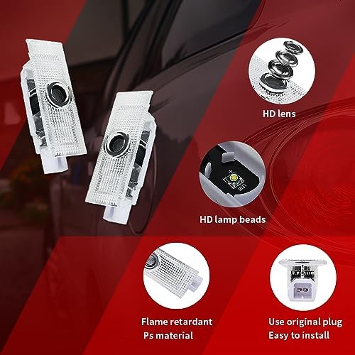 2 PCS American Flag Car Door Logo Lights Compatible for Challenger 2015-present Courtesy LED Ghost Shadow Light Projector Lamps Accessories (US Flag)