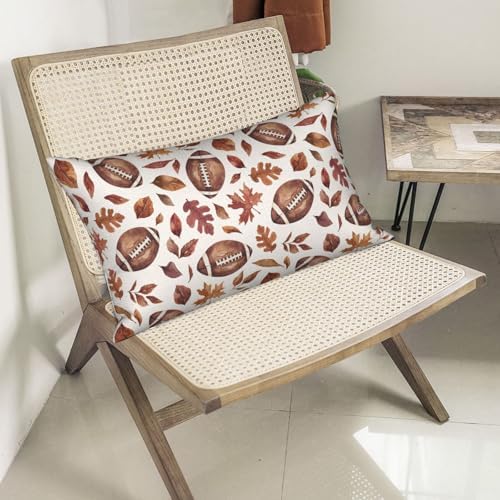 Fall Pillow Covers 12x20 Set of 2 Orange Maple Leaf Football Pillow Cases Autumn Thanksgiving Outdoor Fall Decoration Throw Pillows Linen Farmhouse Lumbar Cushion Covers for Couch Home Decor - Image 6