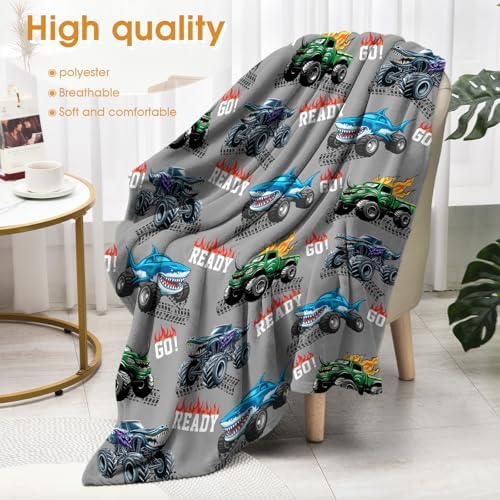 Car Shark Blanket Gifts for Adults Men Women Boys Girls Birthday Christmas Halloween Easter Dad Husband Boyfriend Son Throw Blanket 60"x80" - Image 4