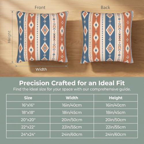 KiuLoam Dusty Blue Orange Boho Throw Pillow Covers 24x24 Set of 2, Rustic - Image 4