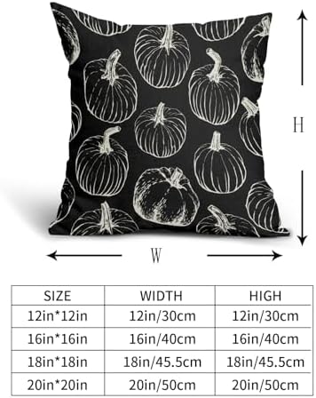 Black Fall Pumpkin Pillow Covers 16x16 Set of 2 Autumn Themed Thanksgiving Cream Print Decorative Throw Pillows Outdoor Pillowcase Farmhouse Linen Cushion Case Decor for Home Sofa Couch Bed - Image 5
