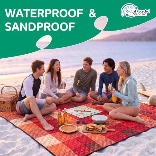 RYCHIC Waterproof Picnic Blanket Beach Mat Outdoor Outside Rug Tent Floor Carpet Extra Large Foldable Sandproof Autumn Decor Decoration Roadside Outdoor Thanksgiving Essentials Fall Party Stuff - Image 3