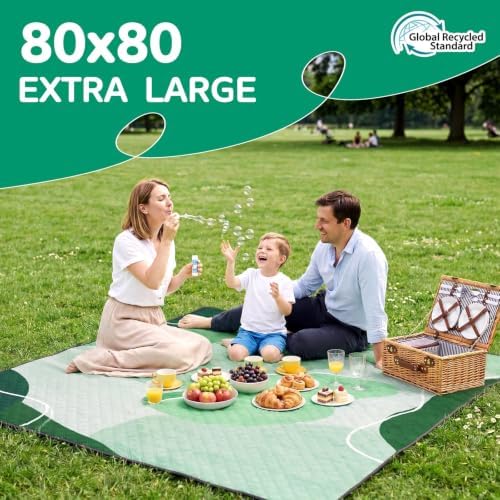 RYCHIC Waterproof Picnic Blanket Beach Outdoor Camping Mat Rug Extra Large Foldable Cute Travel Essential Accessories Gift Park Patio Lawn Garden Grass Ground Play Music Festival Concert Must Have - Image 2