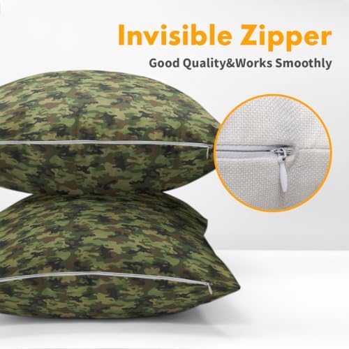 Sweetshow Military Camouflage Pillow Covers Set of 2 Linen 18x18 Inches - Image 3