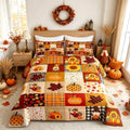 Homewish Fall Pumpkin Grid Comforter Set Rustic Farmhouse Maple Leaf Sunflower Bedding Set Thanksgiving Turkey Quilt Set Kids Boys Girls Adult Room Decor Vintage Brown Yellow Duvet Insert Twin Size by Homewish