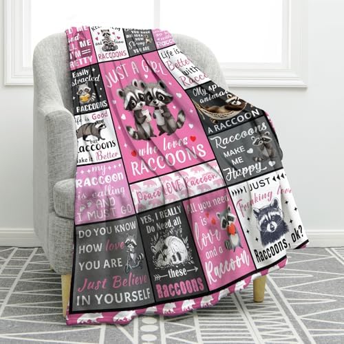 Jekeno Raccoon Gifts for Women Man, Soft Cozy Plush Throw Blanket 50"x60" by Jekeno