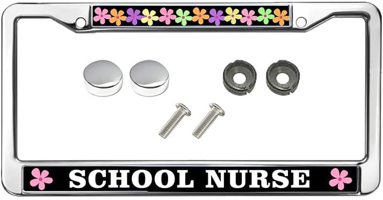 School Nurse Quotes Slim Design Licence Plate Covers Frame Flower Pattern Nurse Saying Chrome License Plate Frame Christ Nurse Saying Metal Car Accessories License Plate Frame