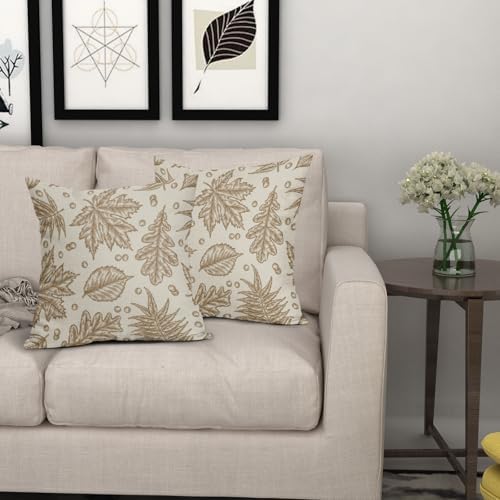 Brown Fall Pillow Covers 20x20 Set of 2 Cream Maple Leaf Print Autumn Colored Harvest Decorative Outdoor Pillowcases Farmhouse Seasonal Throw Cushion Case Decor for Home Couch Sofa Bed - Image 7