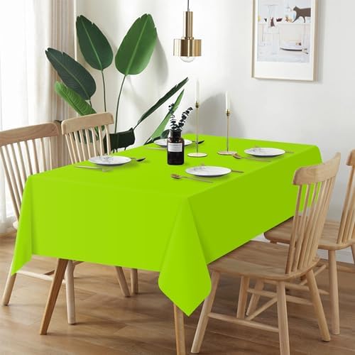 QIKSION 12 Pack Lime Green Plastic Tablecloth, Neon Green Table Cloth - Image 2