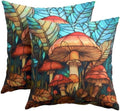 Summer Pillow Covers 18x18 Inch Set of 2, Mushroom Throw Pillow Covers Teal Blue Pillowcase, Soft Decorative Seasonal Spring Fall Cushion Case Couch for Indoor Outdoor Home Decor by Trongr