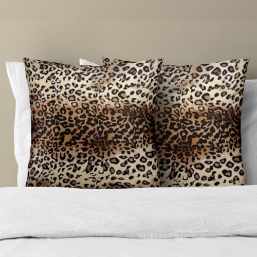 Sweetshow Brown Leopard Pillow Cover 12x12 Inches Cheetah Throw Pillows Set of 2 Soft Cotton Leopard Print Decorative Throw Pillow Covers for Home Couch Sofa Bedroom Livingroom - Image 3