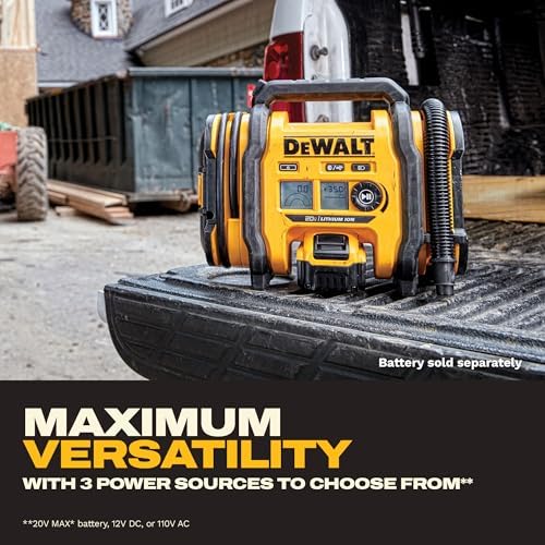 DEWALT Tire Inflator Portable Air Compressor 20V MAX, Car Air Pump with Automatic Shut Off, LED Light, Tool Only (DCC020IB) - Image 5