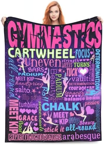 Gymnastics Blanket, Gymnast Gifts for Girls Gymnastics Lovers Teens Women Kids Birthday Soft Flannel Fleece Warm Cozy Throw Blanket for Sofa Bed Home Decor 80"X60" by Cvrozpwy