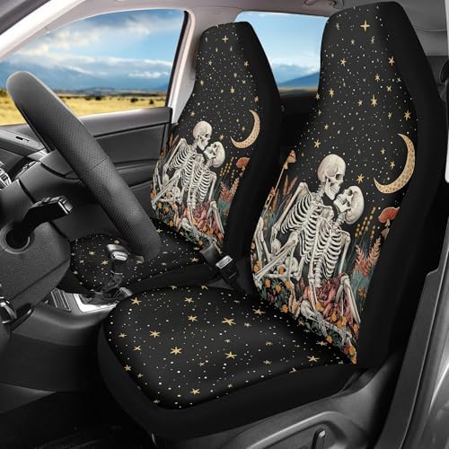 Skull Couple Galaxy Print Car Seat Cover Front Seats Covers for Women Men,Universal Fit for Most Cars,SUVs,Sedan,Truck or Van