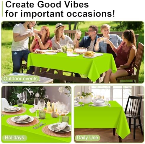 QIKSION 12 Pack Lime Green Plastic Tablecloth, Neon Green Table Cloth - Image 4