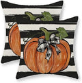 Fall Pillow Covers 20x20 Set of 2 Pumpkin Maple Leaves and Stripes Fall Decor Pillowcase Linen Autumn Thanksgiving Decorative Outdoor Throw Pillow Covers Farmhouse Cushion Case for Couch Home by Gohdiwh