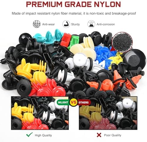 Nilight 1125Pcs Car Push Retainer Clips Auto Fasteners Kit Included 34 Most Popular Sizes Nylon Bumper Fender Rivets with 5 Fasteners Remover 10 Cable Ties for Toyota GM Ford Honda Chevy