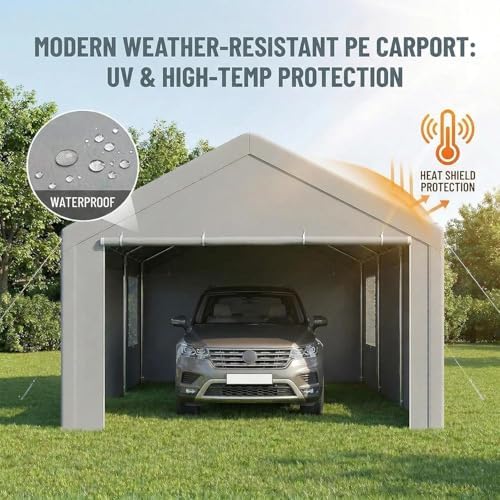 Tooluck 10x20 FT Heavy Duty Carport with Galvanized Frame，Gray - Image 5