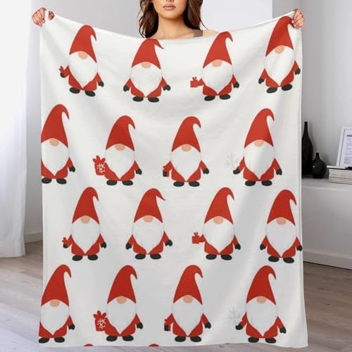 Christmas Gnomes Throw Blanket Flannel Fleece Winter Xmas Elf Tomte Lightweight Soft Fuzzy Cozy Blanket Xmas Tree for Couch Bed Fall Decor Travel Blankets Holiday Kids Adult 60"x50" - Image 3
