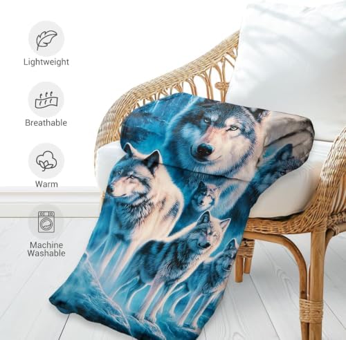 Jekeno Forest Wolves Blanket for Kids Teen Adult, Wolves Gifts 80"x60" - Image 4