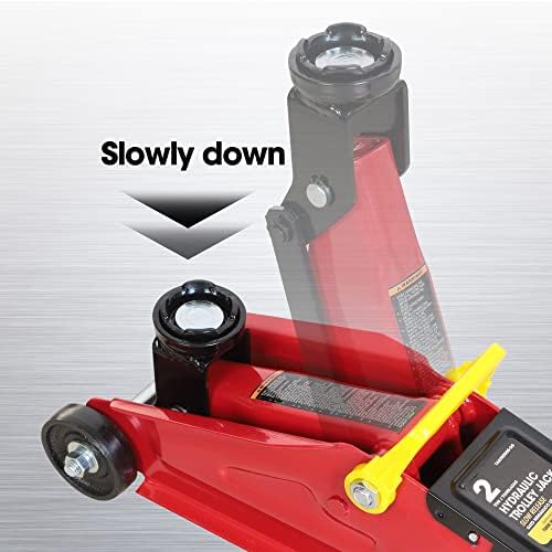 Big RED Hydraulic Trolley Service Lift Jack/Portable Floor Jack with Special Slow Release and Blow Mold Carrying Storage Case : 2 Ton (4,000 lb) Capacity, Red,T82012GS - Image 3