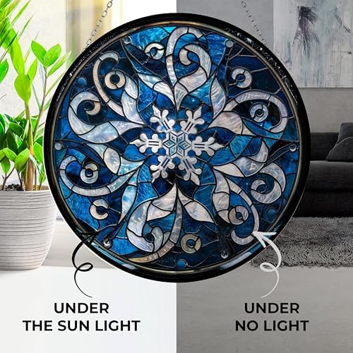 Christmas Snowflake Stained Glass Window Hanging Suncatcher, Home Decor Suncatcher Stained Glass Christmas Halloween Mother's Day - Image 4