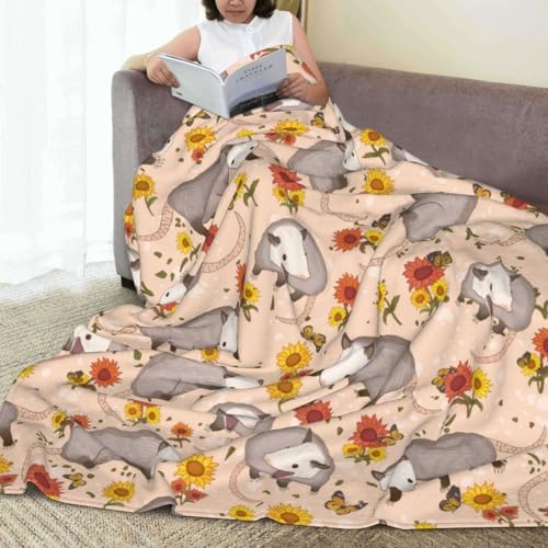Possum Blanket for Kids Adult Opossum Flowers Throw Blanket Opossum Lovers Gift Possum Animal Warm Soft Fluffy Blanket for Sofa Bed Home Decor Christmas Birthday Gifts 40"X 30" - Image 5
