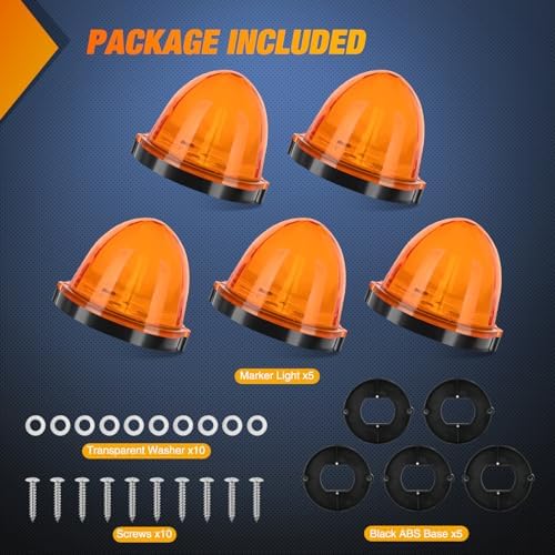 Nilight Cab Roof Marker Light 5 PCS 18 LED Amber Top Clearance Lights