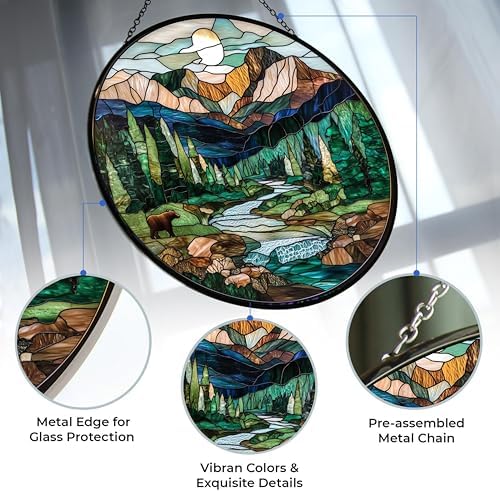 National Park Stained Glass Sun Catcher, Wall Hanging Colored Decor Room Indoor Window Decor, Halloween, Christmas Hanging Ornament Mother Day - Image 3
