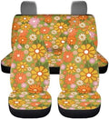 60s Groovy Hippie Flower Print Car Seat Covers 4Pcs Front & Rear Breathable Seat Covers Universal Fits for Truck, Sedan, SUV Auto Interior Protector Car Accessories