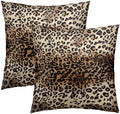 Sweetshow Brown Leopard Pillow Cover 12x12 Inches Cheetah Throw Pillows Set of 2 Soft Cotton Leopard Print Decorative Throw Pillow Covers for Home Couch Sofa Bedroom Livingroom by Sweetshow