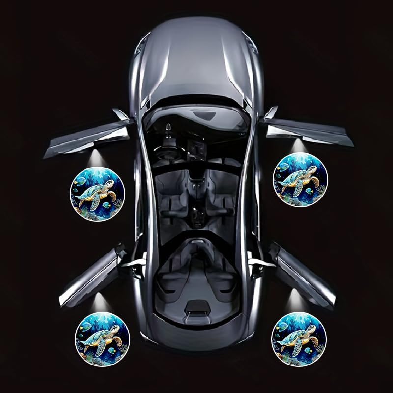4PCS Turtle Cars Door Logo Projector LED Shadow Light Welcome Lamp