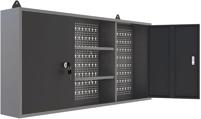 JZD Industrial Steel Garage Storage Cabinet System, Included Pegboard Wall - Image 5