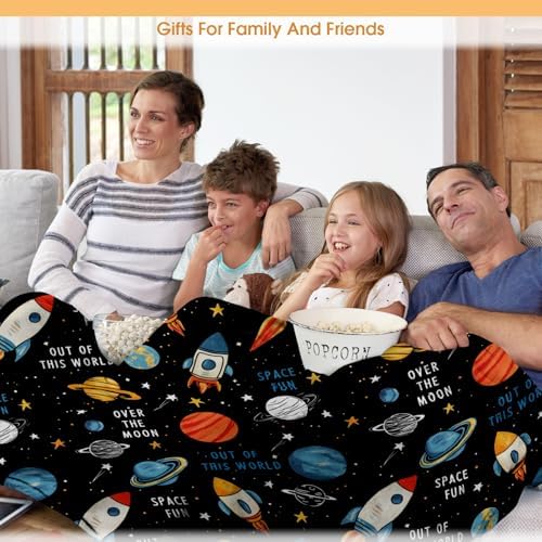 Space Spaceship Blanket Planet Starry Sky Gifts for Kids Boys Adults Men Women Girls Birthday Christmas Halloween Easter Father's Day Dad Husband Boyfriend Son Teens Throw Blanket 50"x60" - Image 5
