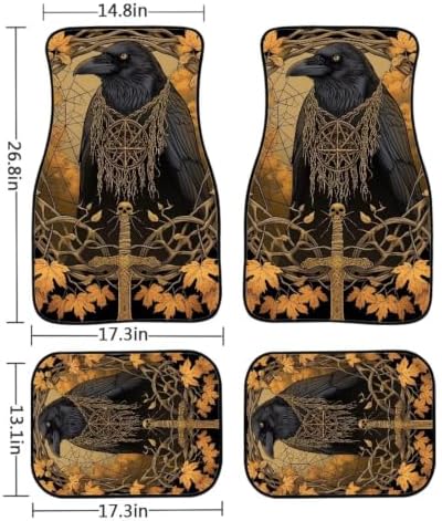 Golden Occult Raven Floor Mats for Cars
