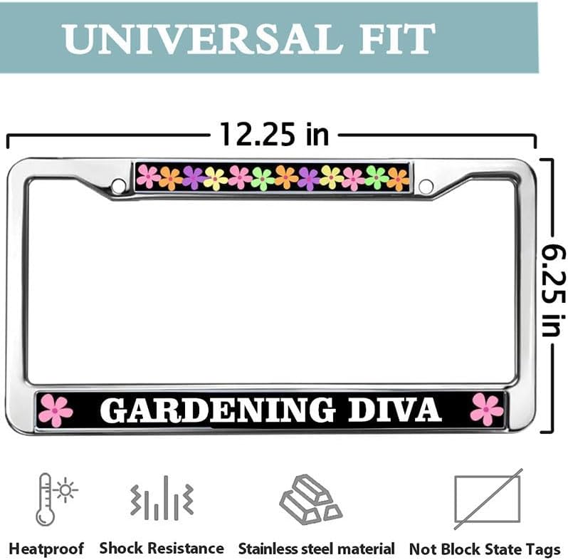 Love Gardening Diva Classic Auto License Plate Frame Great Gardening Diva License Plate Frame Chrome 2 Holes