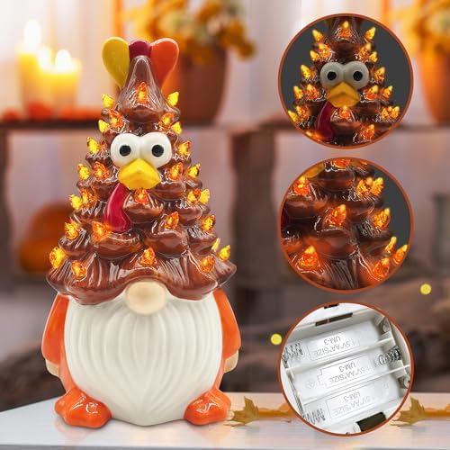 Hexagram Thanksgiving Decorations, Thanksgiving Gnomes Ceramic Tree Decor - Image 6