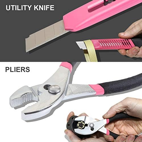 DNA MOTORING 39-Piece Portable Car Emergency Tool Kit, Home Repair Tool Kit, With Storage Box, Suitable For Home Diy, Car Repair, and Roadside Emergencies, Pink,TOOLS-00009 - Image 4