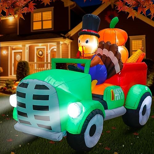 8FT Thanksgiving Inflatables Turkey Outdoor Decorations for Fall Yard Decor by AerWo